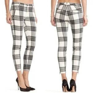 (Q5) Mother Muse Checked Side Zip Trousers by Mother Jeans
Cream and black Sz 26